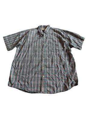 U.S. Expedition USE Plaid Button-Down Short Sleeve Shirt 100% Cotton Size XL Men